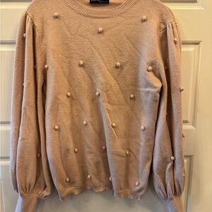 Vici Tan Crew Neck Sweater with Ribbed Cuffs